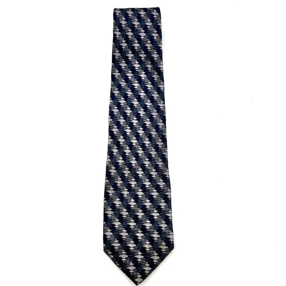 IV Front All Silk Made in ISA Men’s Tie Textured Pattern Blue and Gray